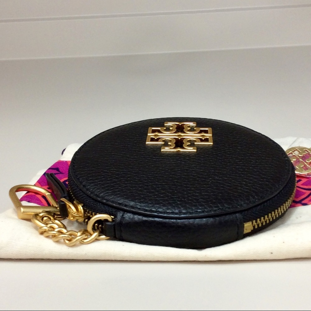 ✨Authentic Tory Burch Britten Coin Purse Key Fob Rare Black Leather - Picture 8 of 11